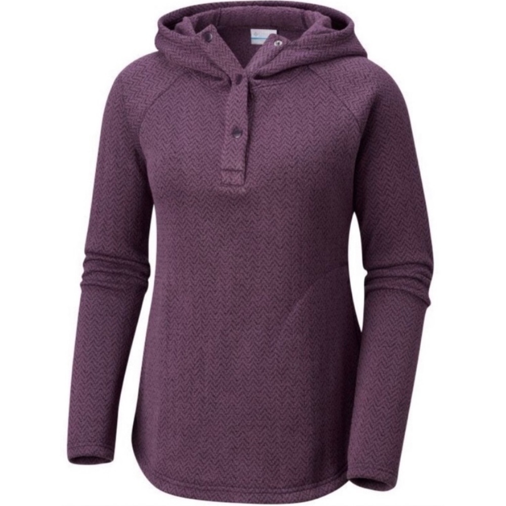Columbia Darling Days II Purple Fleece Lined Chevron Hoodie Jacket M
